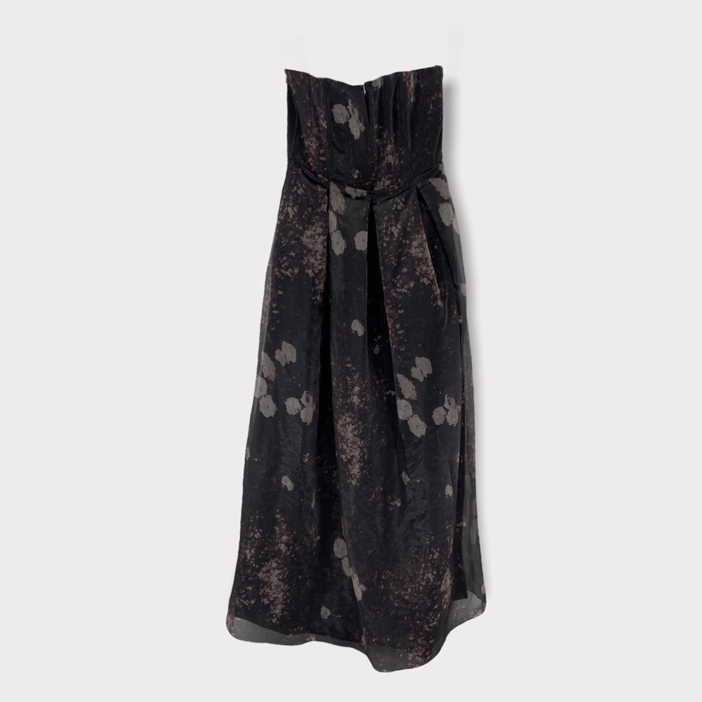 Alice + Olivia Kamila Dark Purple Floral Strapless Gown Size 10 - Picture 4 of 10